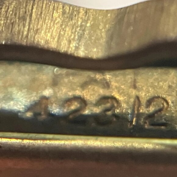 Antique Gold-filled Repousse Bar Pin / Brooch with Amethyst Glass - Picture 5 of 6